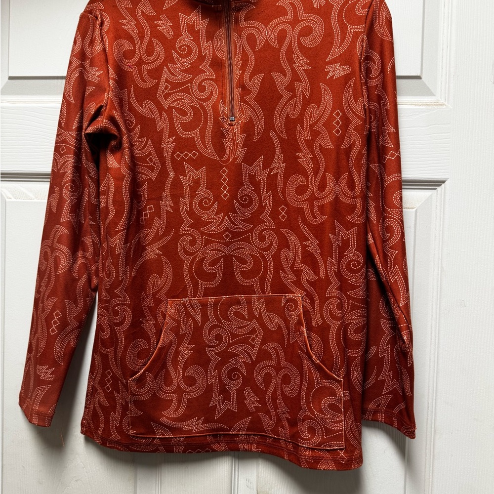 Rust Orange Patterned Pullover - image 1